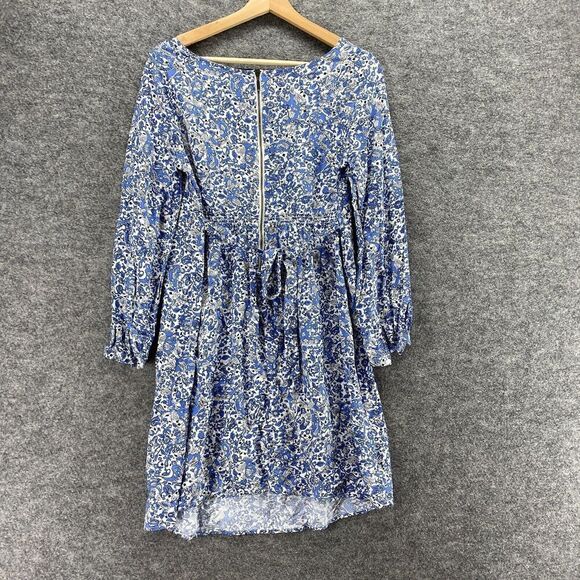 Old Navy Dress Women XS Maternity Blue Floral Shift Short Zipper Long Sleeve - Picture 2 of 9